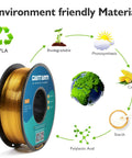 Silk Gold PLA Filament 1Kg Spool 1.75mm High Detail Dimensional Accuracy 0.03mm Smooth Glossy Silk Finish eco-friendly material cycle