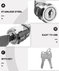 Versatile Stainless Steel Cabinet Lock With Keys For Cash Registers And Security Devices, 16mm Zinc Alloy Cam