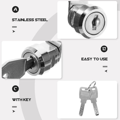 Versatile Stainless Steel Cabinet Lock With Keys For Cash Registers And Security Devices, 16mm Zinc Alloy Cam