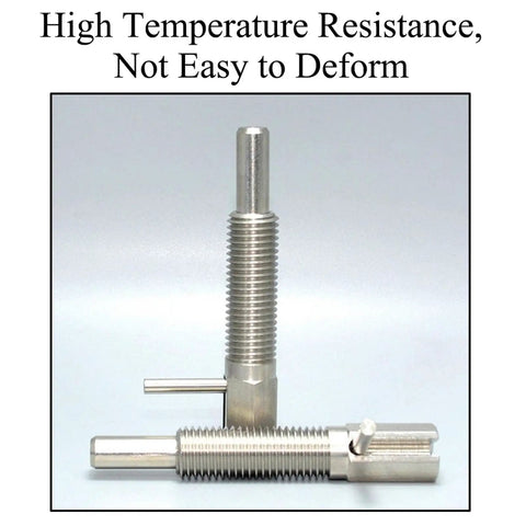 Slick L Shaped Hand Retractable Spring Plunger With Free Rotating Telescopic Handle For Quick Index Bolt Positioning And Lockout Setup Heavy Duty Carbon Steel Build No Hassle Operation M10 Thread Size showing two chrome-plated indexing pins.