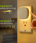 AUVON plug-in LED backlit night light with motion sensor, dusk-to-dawn, warm white, dimmable.