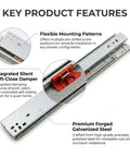 Zinc Plated Drawer Slides With Soft Close Undermount Full Extension Runners For Cabinets And Furniture Quiet Smooth Glide Tough As Nails Heavy Duty Metal Rails Durable Hardware For Long Lasting Performance, galvanized steel slide with soft-close damper