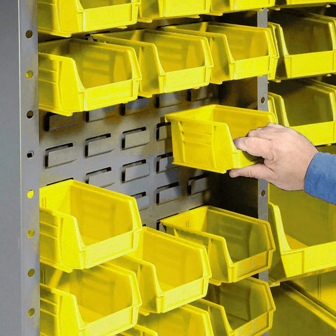 No Nonsense Shop Ready Heavy Duty Steel Organizer Cabinet With Secure Padlock Latch And One Hundred Thirty Six Durable Yellow Plastic Sorter Bins For Hardware, sorting yellow bins.