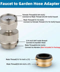 Swivel Faucet To Garden Hose Adapter Kit For Kitchen Sink Or Outdoor Hose, Multi Thread Aerator Connector, Three Quarters Inch GHT Threads, Brushed Nickel Finish, Easy Install And Leak Free Performance. Brass adapter with 55/64 and 3/4 inch threads