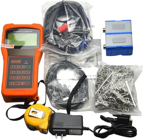 Portable Handheld Ultrasonic Liquid Flow Meter For Copper And PVC Pipes DN50-700mm Clamp-On Digital Water Flowmeter with accessories