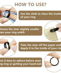 Diagram showing how to use Invisible Ring Size Adjusters Pack, 48 Pcs Soft TPU Fits Loose Wide Rings, sizes 3mm to 8mm