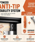 Optimized anti-tip stability system for Three Tier Kitchen Storage Rack For Pots And Pans Adjustable Metal Organizer Shelf