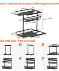 Assembly guide for Under Sink Organizer Set, 2 Pack 3 Tier Pull Out Shelf Organizers with L Shaped Design, adjustable height view.
