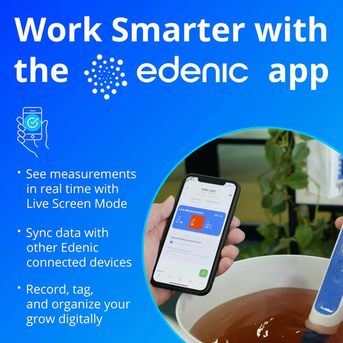 3 In 1 Temperature, EC PPM And pH Meter With Super Fast Readings, Bluetooth Data Sharing And In App Tracking, in use with app