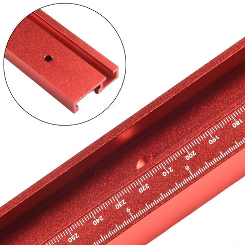 Red 45 Type T Slot Miter Track for Router Tables and Saws All In One Woodworking Guide Track with 600mm Length and ruler markings