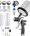 No Cap Legit Pro Grade Lvlp Spray Gun For Automotive Painting With 22 Oz Cup And 10 Disposable Cups features nozzle tips and accessories.