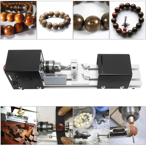 Mini CNC Lathe Tool Set for DIY Wood Lathe Bead Polisher and Milling Machine Kit Rotary Drill with wood beads and tools