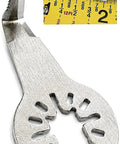 Close-up of a 1-inch serrated caulk removing blade from the Three Piece 1 Inch Serrated Caulk Removing Blades Set For Oscillating Multitools.