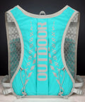 Back view of Hydration Backpack For Hiking And Trail Running 5L With Adjustable Straps, turquoise with hex mesh fabric.