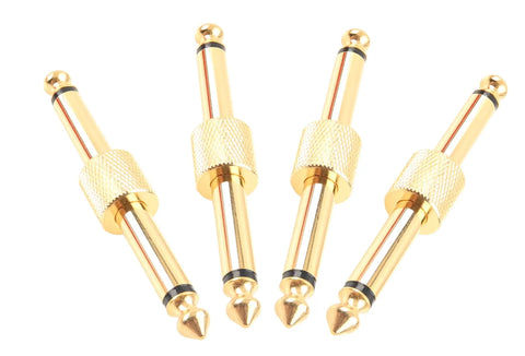 Gold Plated 1/4 Inch TS Guitar Pedal Coupler Straight Connector All Metal Built For High Fidelity Signal Transfer On Pedalboards Fits Boss MXR Fender Marshall Korg Dunlop And More 4 Pack