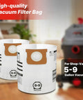 Disposable Vacuum Filter Bags For 5-9 Gallon Vacs, Dry Pick Up Only, White Paper, 3 Pack displayed on a wooden floor