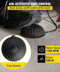 Foot switch for Heavy Duty Electric Drain Auger With One Hundred Foot Steel Core Snake For Two To Four Inch Pipes Five Hundred Watt Motor And High Speed Drain Cleaner Machine That Kicks Out Wicked Sink Clogs Real Quick.