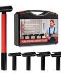 Black and red 4 In 1 Door Hinge Adjustment Tool Kit With Rotary Gap Adjuster for residential and commercial heavy duty doors.