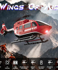 Rad Rescue RC Helicopter Toy With LED Lights And Altitude Hold flying over mountain rescue scene, highlighting realistic design.