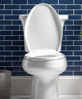 Soft Close Toilet Seat With Easy Clean Hinges Adjustable Front To Back Fit Round White Plastic Seat Quiet No Wiggle Durable Bumpers