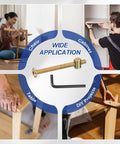 4 Piece Bunk Bed Bolts And Nuts Kit M6x70mm Hex Drive Socket Cap Hardware Replacement For Beds Headboards Chairs And Other Furniture Solid Steel Build For Easy Assembly And Long Lasting Use shown with wrench in various furniture applications