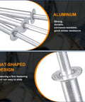 Close-up of 100 Pack 3/16x3/8 Aluminum Countersunk Blind Rivets Silver Open End Fasteners for DIY projects.
