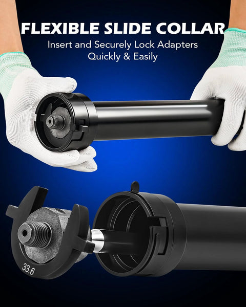 Orion Motor Tech inner tie rod removal tool kit, black metal, 1/2-inch drive with 12 crowfoot adapters
