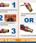 Installation steps for 30 Pack 3/4 Inch Pex Crimp Rings Stainless Steel Cinch Clamps for Tubing and Pipes with tools and instructions