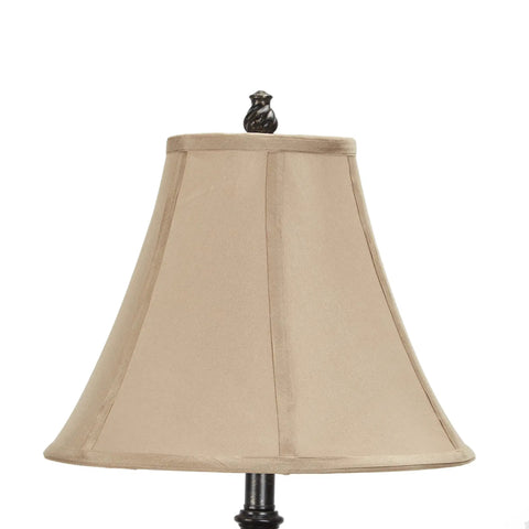 Traditional Resin Floor Lamp With Bell Shade In Golden Bronze Finish 60 Inch Tall 14 Inch Base Classic Pedestal Style 3-Way Light Switch