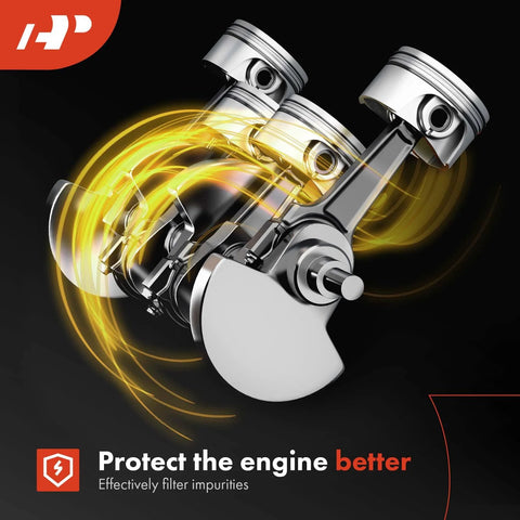 Illustration of an engine part with pistons, emphasizing impurity filtering capabilities