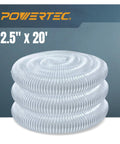 2.5 Inch Flexible Dust Collection Hose 20 Ft Left Spiral PVC Vacuum Hose for woodworking and garage dust collection system