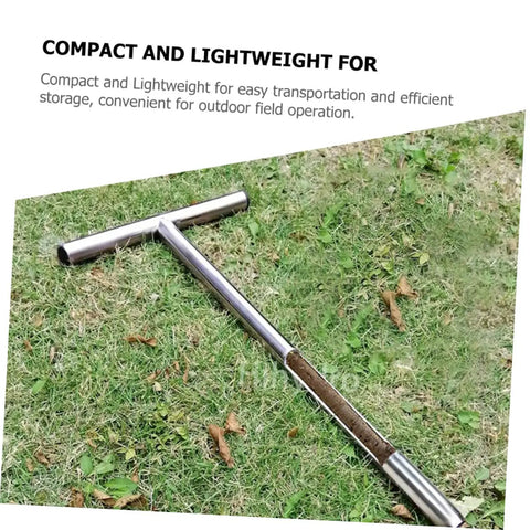 Ergonomic Stainless Steel Soil Sampler Probe With T Handle For Lawn Garden Agriculture Forestry Durable Lightweight No Fuss Easy To Use Tool For Quick Sampling And Accurate Readings lying on grass