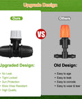 Comparison of upgraded locked micro spray irrigation drippers kit vs old design with barbed emitters and misting drippers.