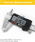 Digital Caliper With Stainless Steel Body And Large LCD Screen For 0 To 6 Inches And Millimeter Conversion readout close-up