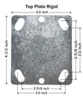 Top view of the Beefy 8 Inch Plate Caster With 2 Inch Wide Cast Iron Wheel Heavy Duty Top Plate Caster, showing dimensions.