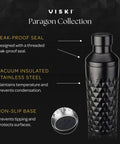 Paragon Vacuum Insulated Cocktail Shaker With Built In Strainer, Double Walled Stainless Steel, non-slip base, 23 oz capacity