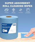 Legit Heavy Duty Shop Rags With Grease Eating Power Ultra Thick Pull And Tear Paper Towel Rolls For Automotive Detailing Lab Cleanup And Daily Workshop Grind. 500 sheet roll, blue color, tear-resistant, 10x15 inches.