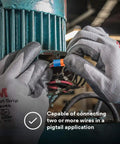 Person wearing gloves using Twist On Wire Connector Assortment Pack O B R Y B G Color Coded Reusable 30 Count Bag.