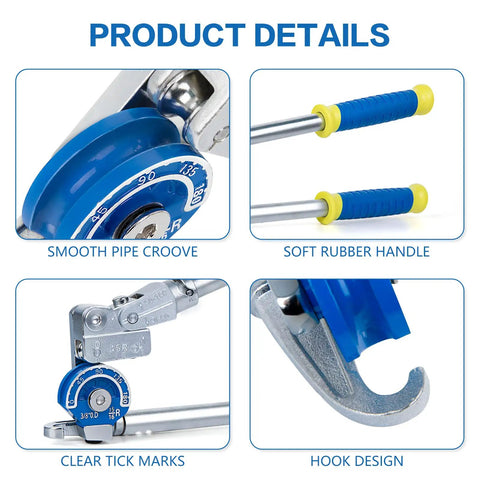 Built Tough One Half Inch Pipe Bender For Copper, Aluminum, Iron And Stainless Steel Tubing With 180 Degree Bend, Manual Heavy Duty HVAC Tool, Aluminum Alloy Body And Steel Handle