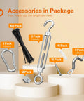 Accessories in package for 164 Ft Nylon Coated Stainless Steel Cable Hanging Kit For Outdoor String Lights Heavy Duty Guide Wire