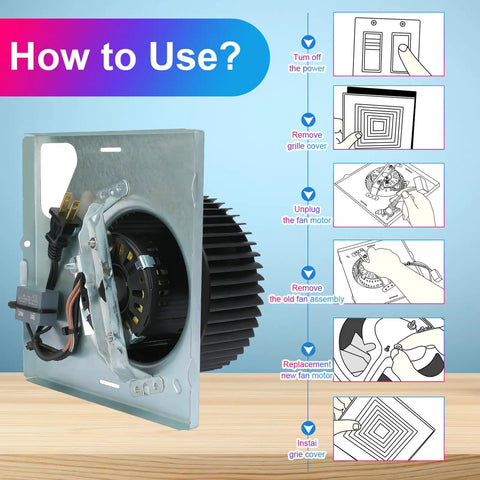 Installation guide for Motor Assembly Replacement For Bathroom Exhaust Fans Models 680 680FL HD50 676D 2676F A 684NT A 646D