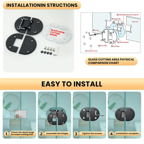 Installation guide for Black 180 Degree Glass Shower Door Hinge For Bathroom Built To Last Rubber Cushion Pads Notch Cut Required During Install Easy Swap From Old Hinge 1 Pack