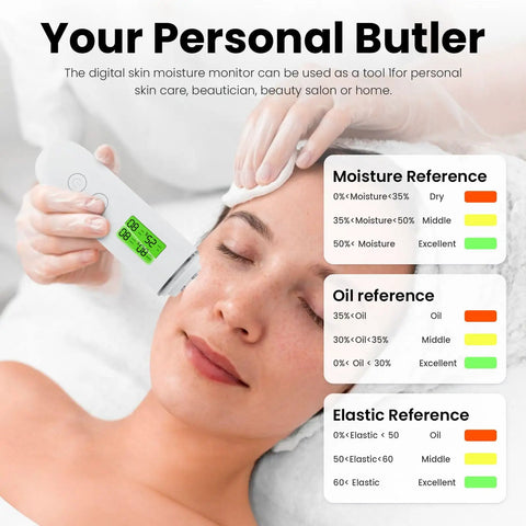 Digital Skin Hydration Tester And Oil Detector For Clear Skin, High Precision Moisture Analysis Meter, Portable Skin Analyzer With LCD Display And Fluorescent Agent Detection, Easy Read Hydration Monitor On The Go, used on face