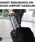 Traveler with suitcase secured by 2 Pack No Fuss Durable Steel Luggage Locks With 4 Digit Keyless Combination TSA Approved Easy To Read Dial