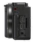 Side view of ZV-E10 Mirrorless Camera Bundle With 16 to 50mm Kit Lens And Forty Piece Accessory Bundle Including 64GB SD Card LED Light