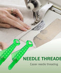Green Sewing Machine Needle Threader Set For Fast Auto Threading, Quick Loop Threading Aid used with sewing machine.