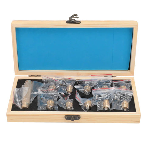 Open wooden case with brass components of Watch Mainspring Winder Kit For 9015 1847 899 2135 1904 1 3120 And More