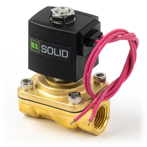 Half Inch Brass Solenoid Valve 110V AC Normally Closed With Viton Seal Lead Wire for air, water, oil, gas in systems