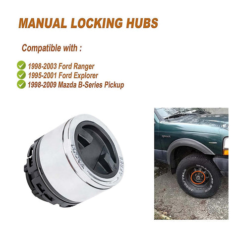 Manual Wheel Locking Hub Kit For Ford Ranger Explorer And Mazda B Series Pickup 1998 2009 27 Spline Installed