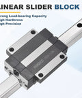 HGW20CC Linear Slider Block Pair With Grease Fittings For Guideway Rail CNC Machines And 3D Printers, silver block on rail